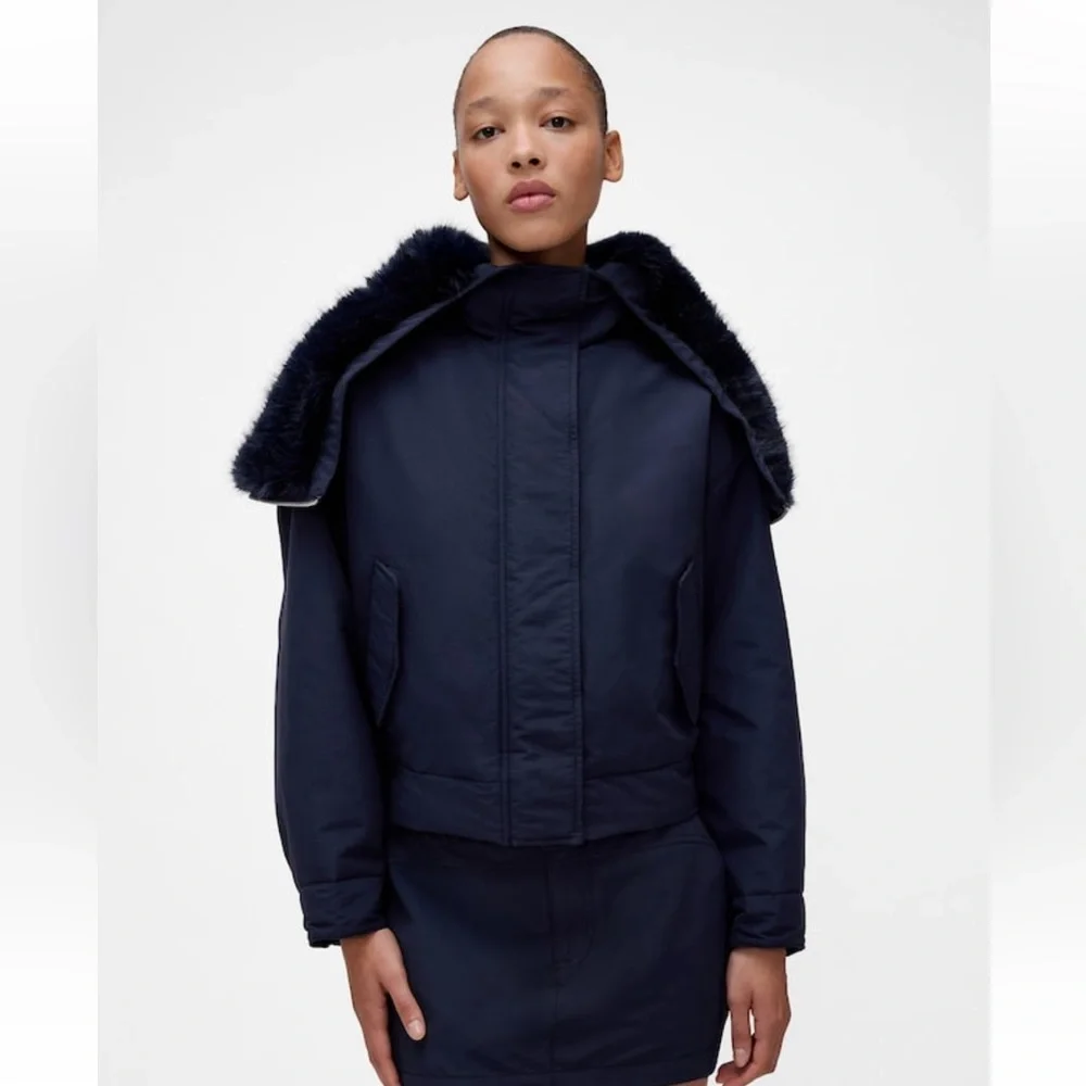 Gap Studio Faux fur lined crop bomber jacket - Picture 1 of 10